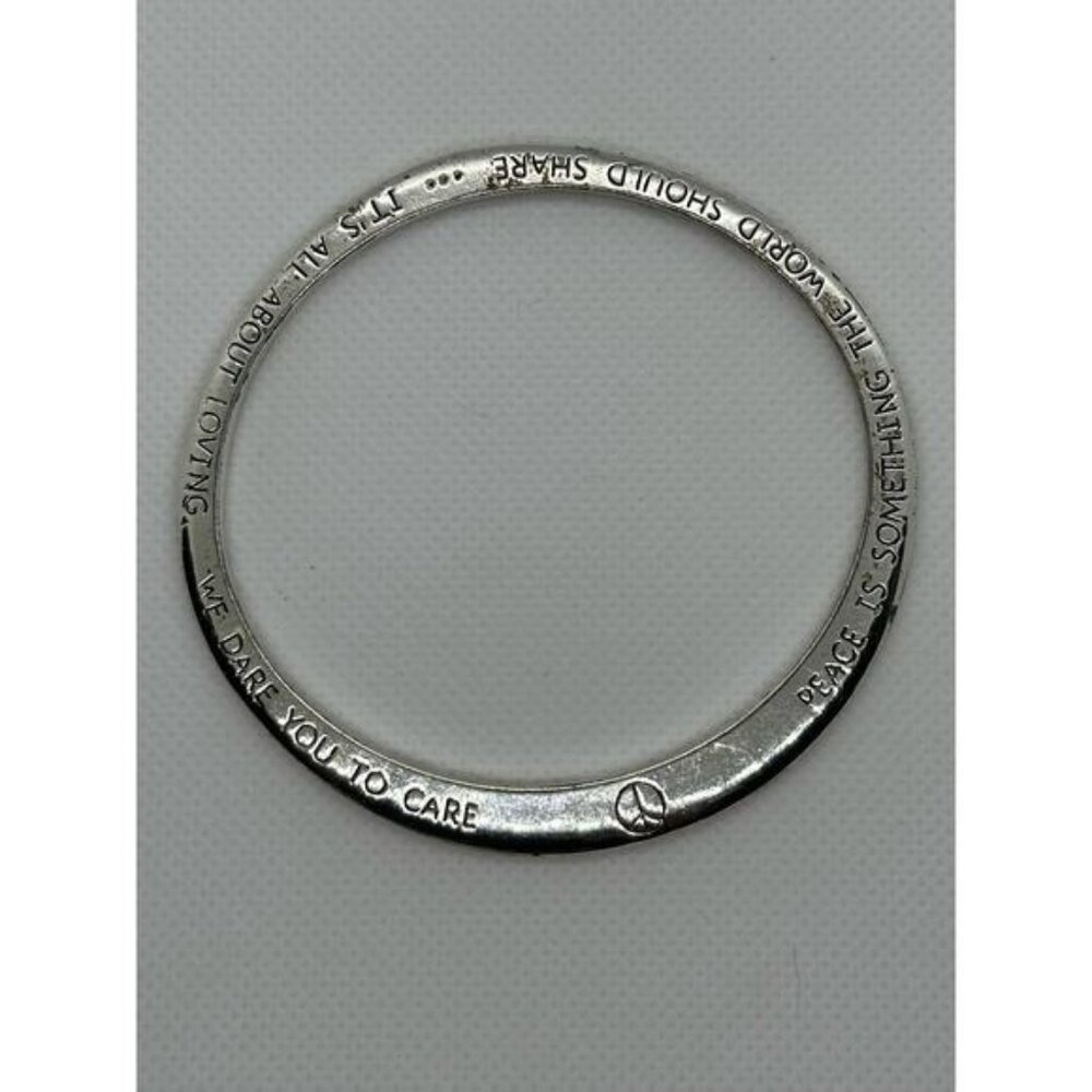 Peace is something the world should share Silver Tone Bracelet